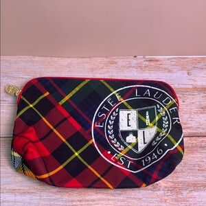 Estee Lauder Plaid Toiletry Bag - Red, Black, Yellow, Green- NWOT